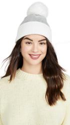 Adrienne Landau Wool Blend Fox Pom Pom Hat