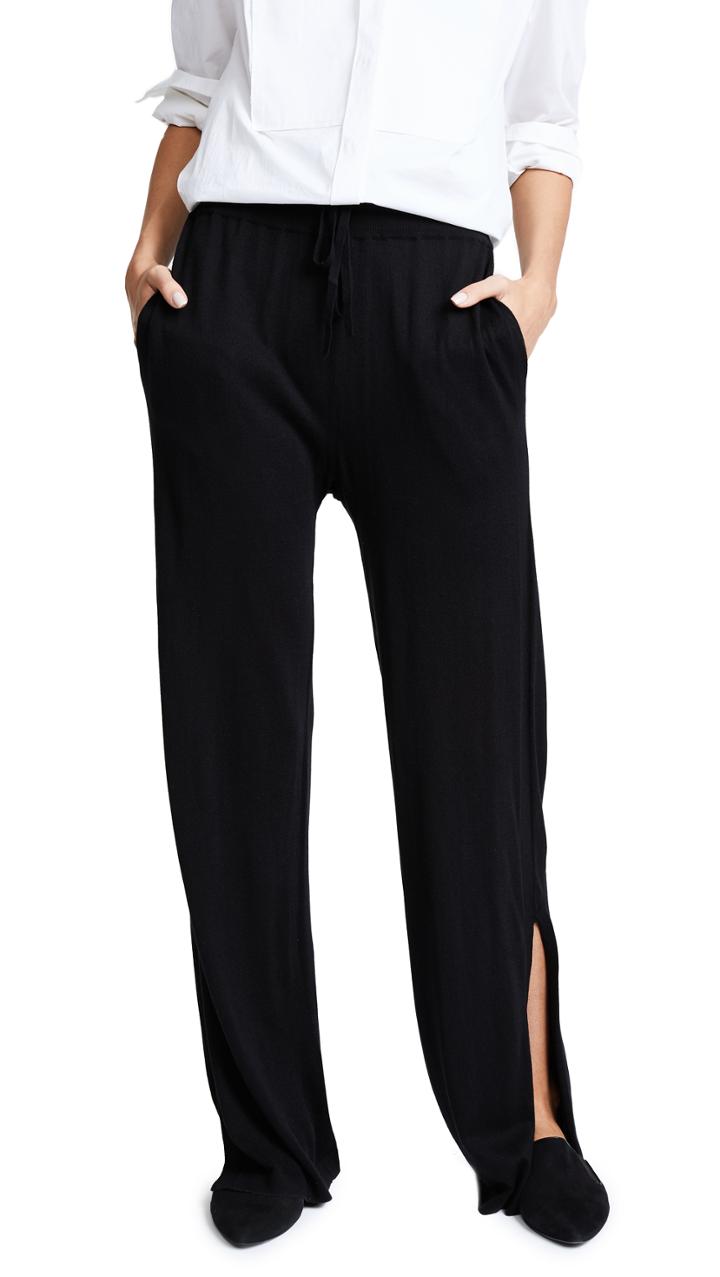 Naadam Wide Leg Knit Pants With Slits