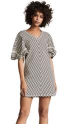 See By Chloe Stripe Ruffle Sleeve Dress