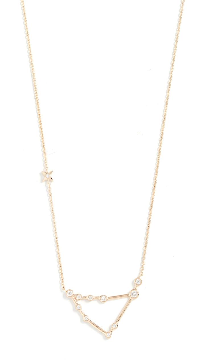 Lulu Frost 14k Gold Capricorn Necklace With White Diamonds