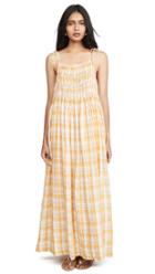 Innika Choo Linen Strappy Smocked Maxi Dress