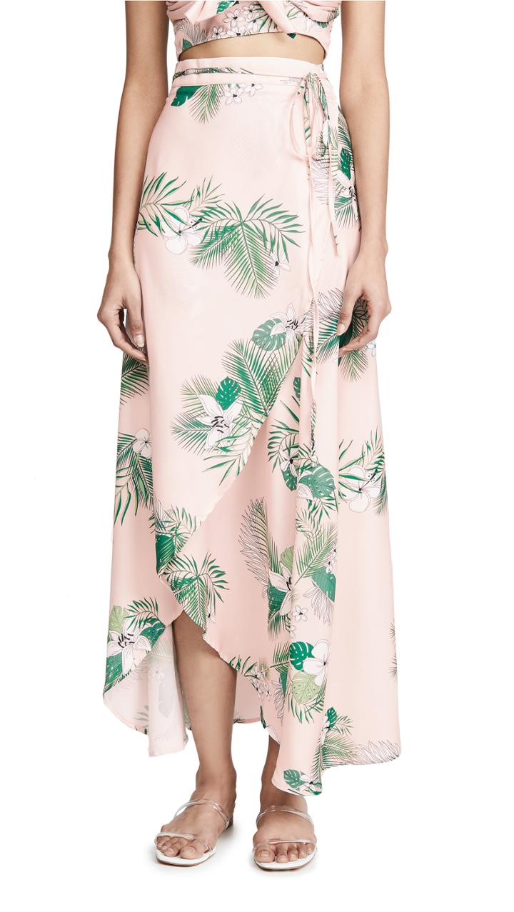 Plush Palm Maxi Wrap Skirt