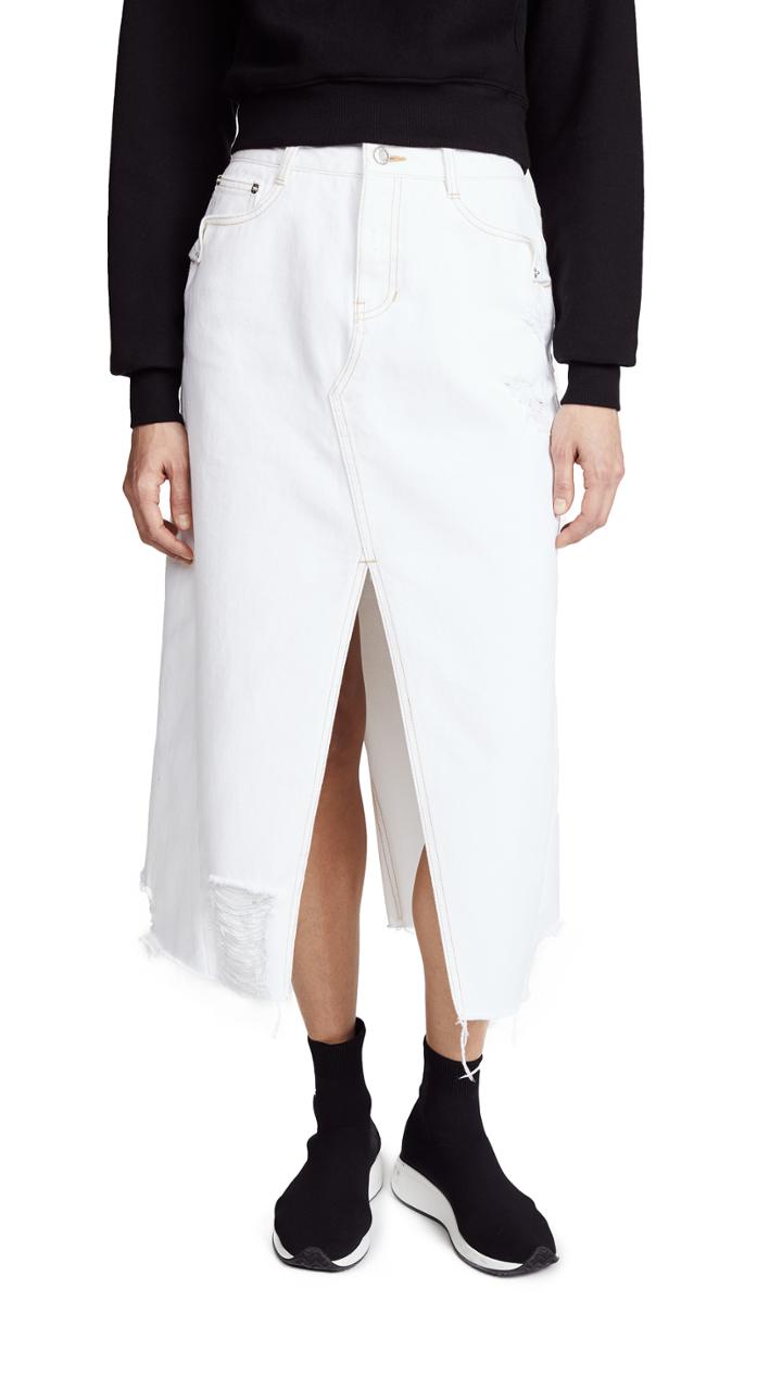 Sjyp Reverse Detail Denim Skirt