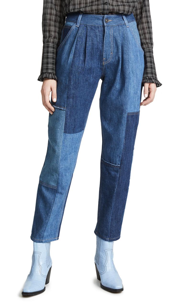Coach 1941 Denim Patchwork Pleated Trousers
