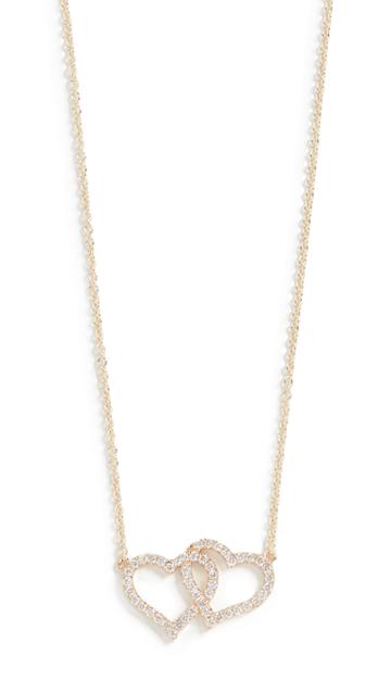 Jennifer Meyer Jewelry 18k Interlocking Diamond Open Heart Necklace