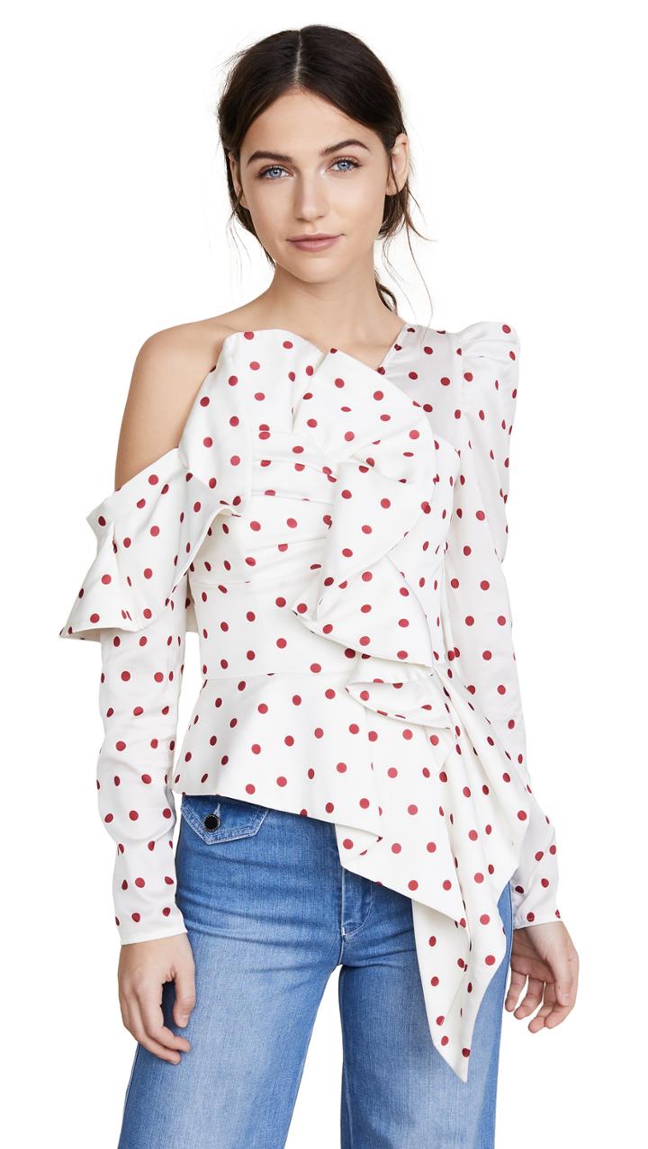 Self Portrait Satin Frill Top