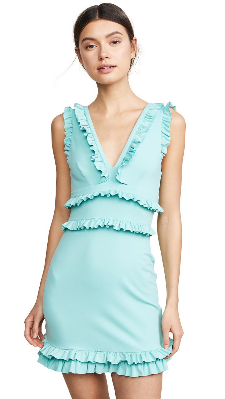 Susana Monaco Sleeveless Plunge Ruffle Dress