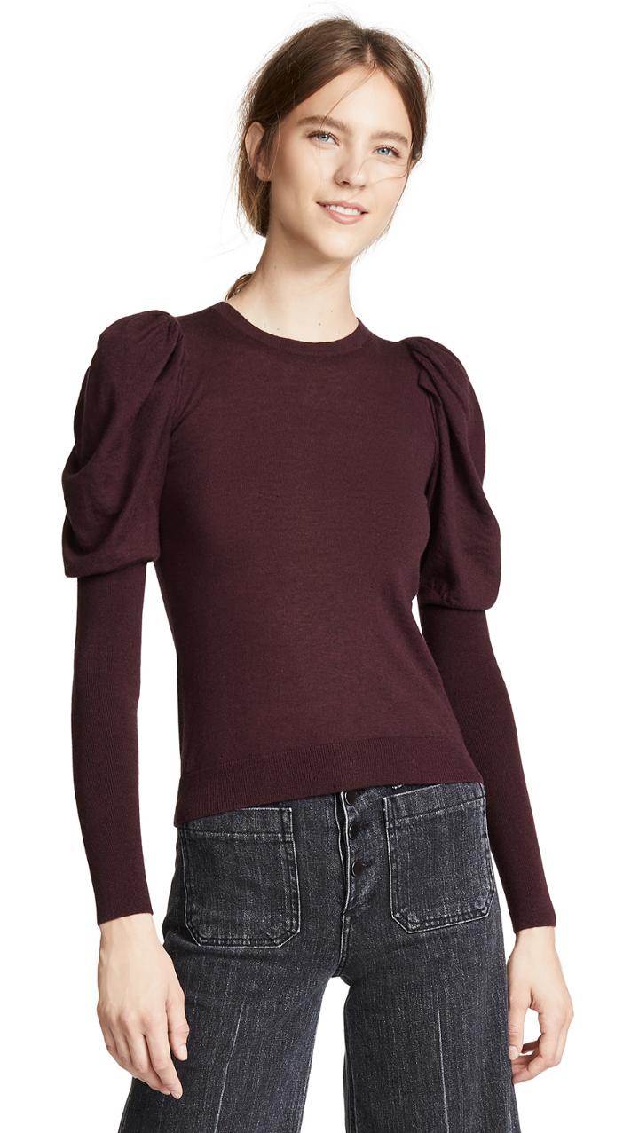 Autumn Cashmere Juliet Sleeve Cashmere Crew Sweater