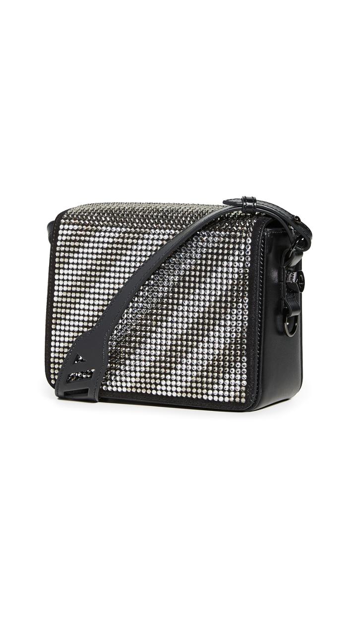 Off White Diagonal Crystal Flap Bag