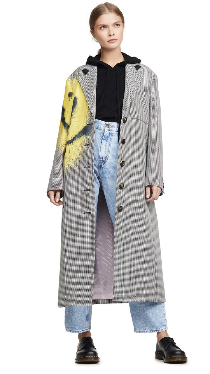 Alexander Wang Drop Shoulder Coat With Spray Paint Happy