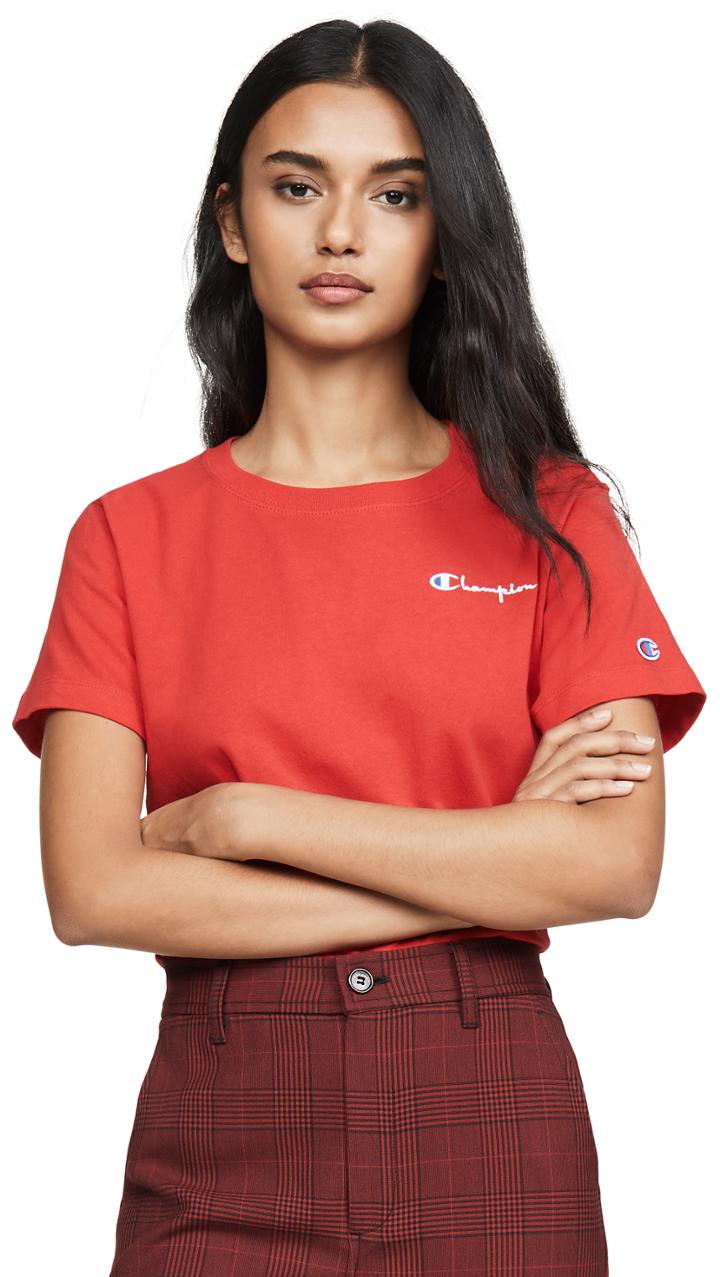 Champion Premium Reverse Weave Small Script Crew Neck T Shirt