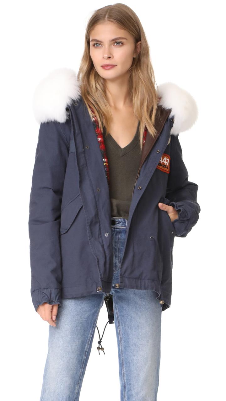 Mr Mrs Italy Canvas Fox Fur Parka