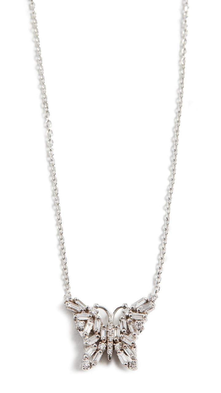 Suzanne Kalan 18k White Gold Fireworks Small Butterfly Necklace
