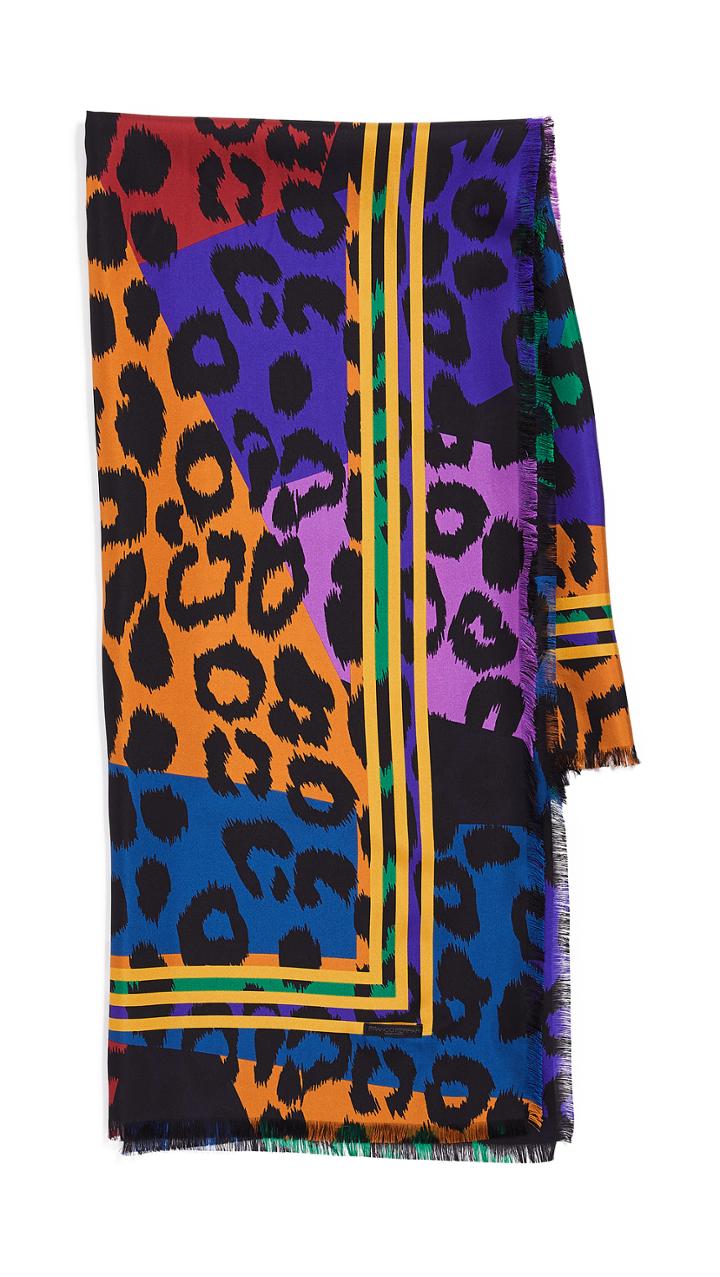 Franco Ferrari Twill Animal Silk Scarf