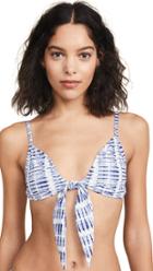 Jonathan Simkhai Tie Dye Front Knot Bikini Top