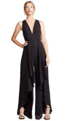 Halston Heritage Halter V Neck Drape Front Jumpsuit