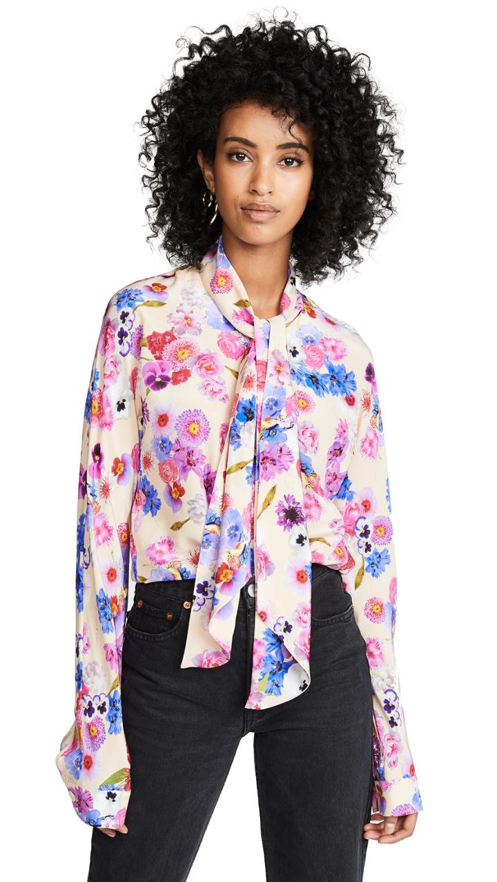 Natasha Zinko Floral Scarf Tie Blouse