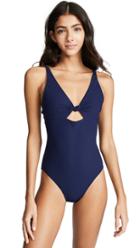 Tory Burch Solid Knotted One Piece Swimsuit