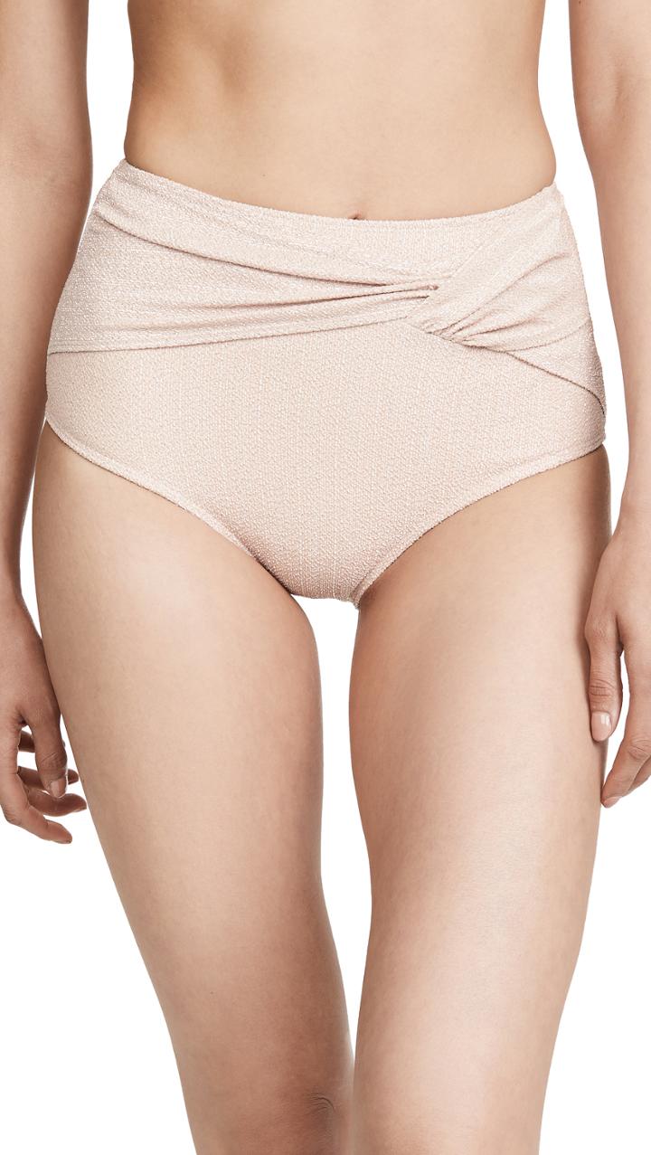 Jonathan Simkhai Metallic Front Twist Bikini Bottoms
