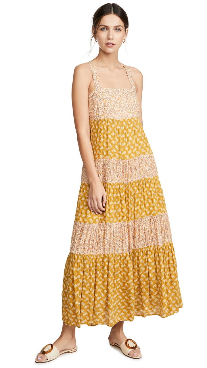 Madewell Tiered Tie Back Midi Dress