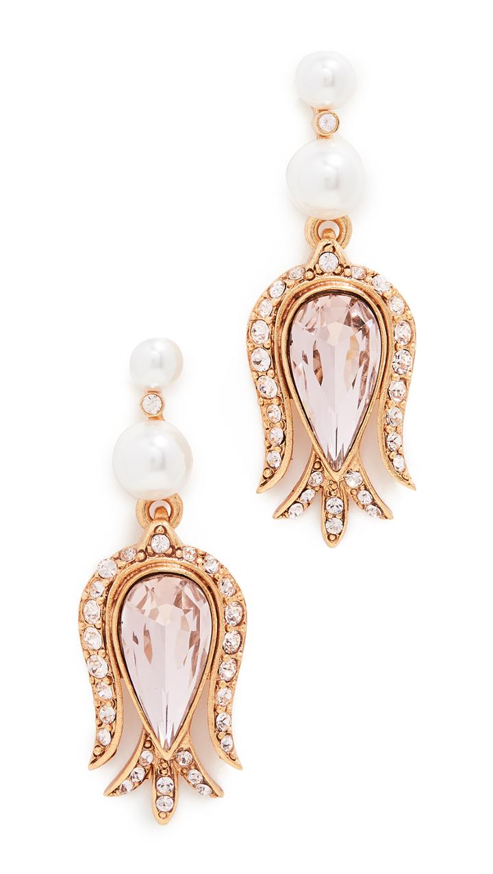 Oscar De La Renta Tulip Pave Earrings