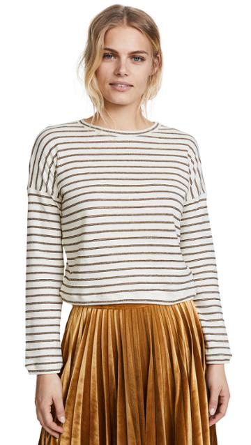 The Lady The Sailor Metallic Stripe Cropped Sweater