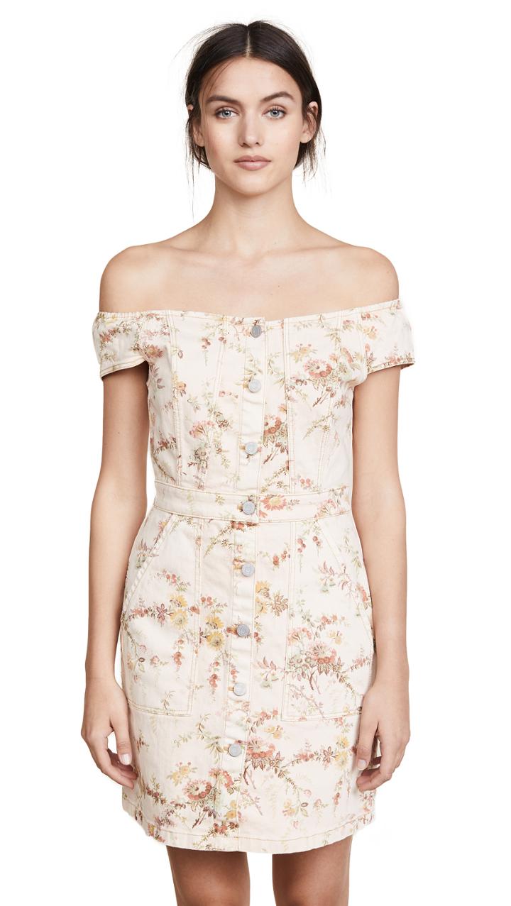 La Vie Rebecca Taylor Off Shoulder Belle Denim Dress