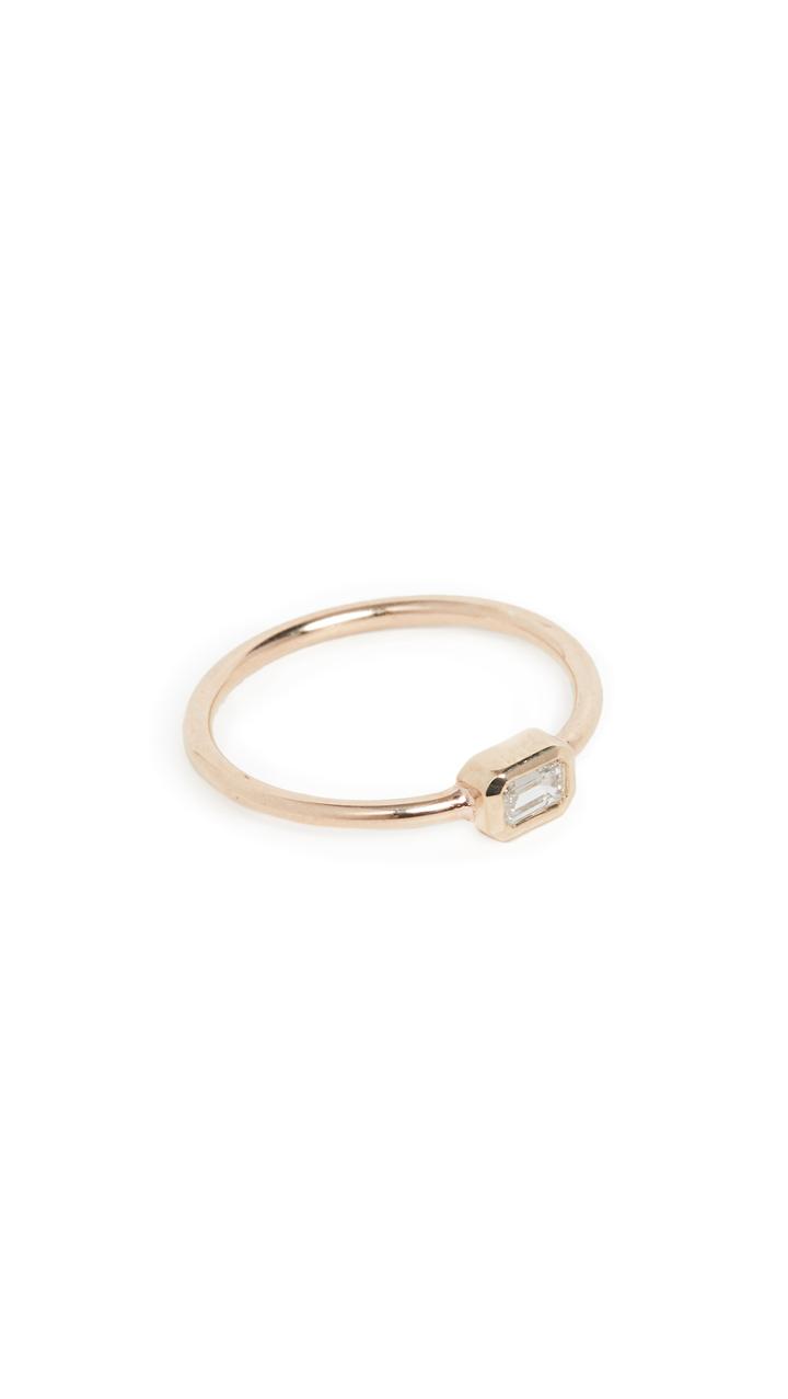 Zoe Chicco 14k Gold Bezel Set White Emerald Ring