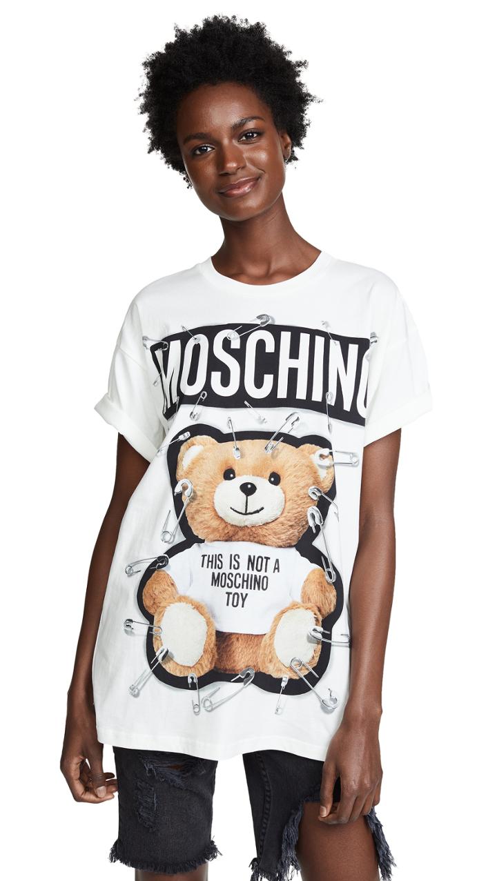 Moschino Safety Pin Oversized Bear Tee