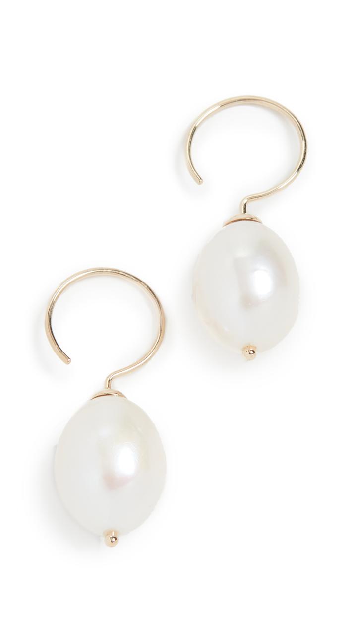 Ariel Gordon Jewelry 14k Pearl Swing Hoop Earrings