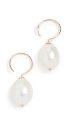 Ariel Gordon Jewelry 14k Pearl Swing Hoop Earrings