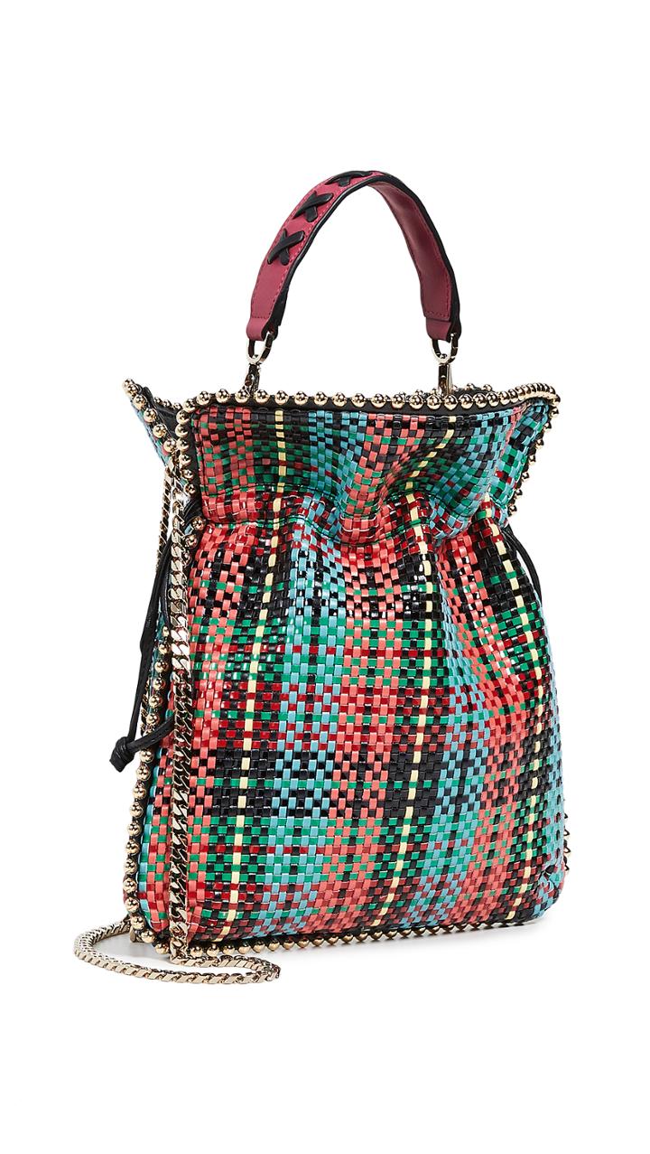 Les Petits Joueurs Trilly Metal Piping Woven Tartan Bag