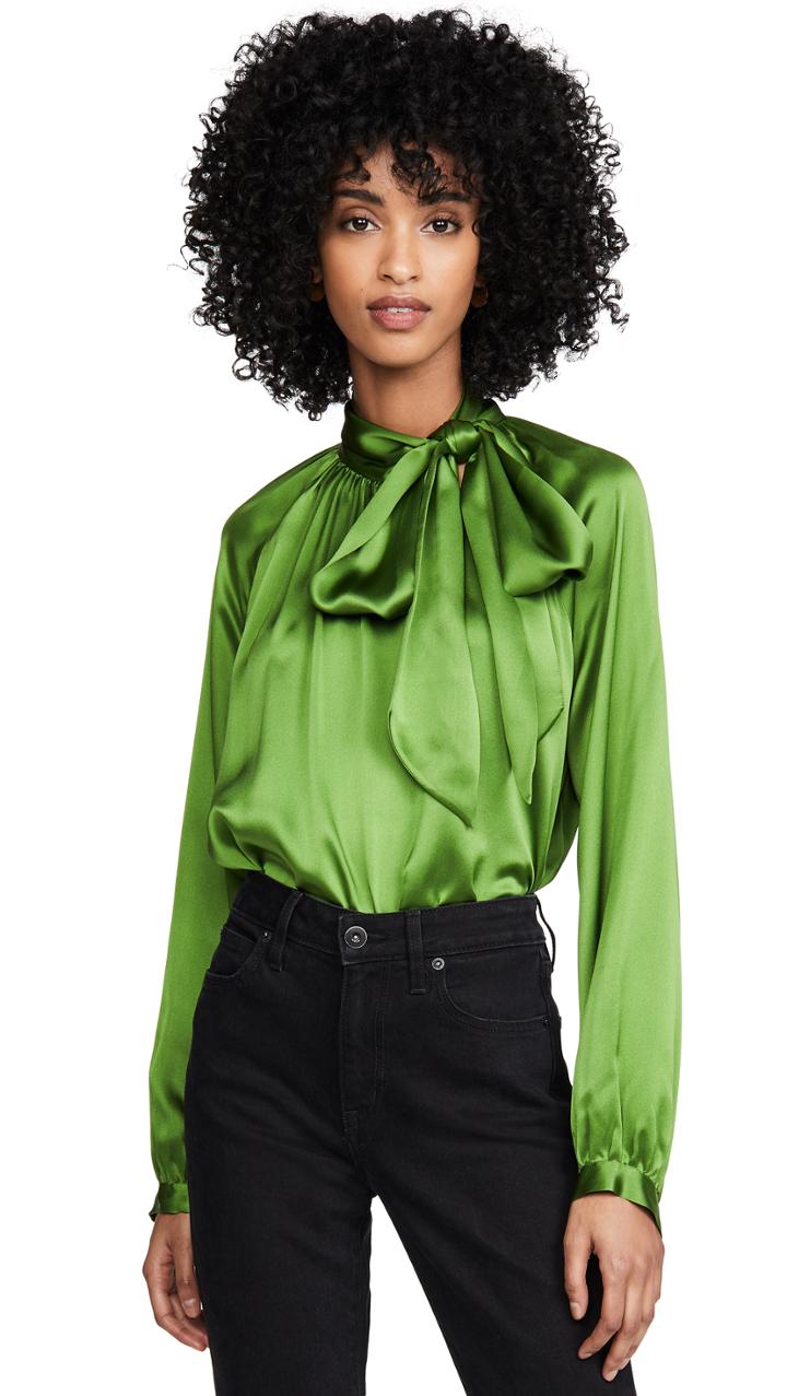 Michelle Mason Tie Neck Blouse