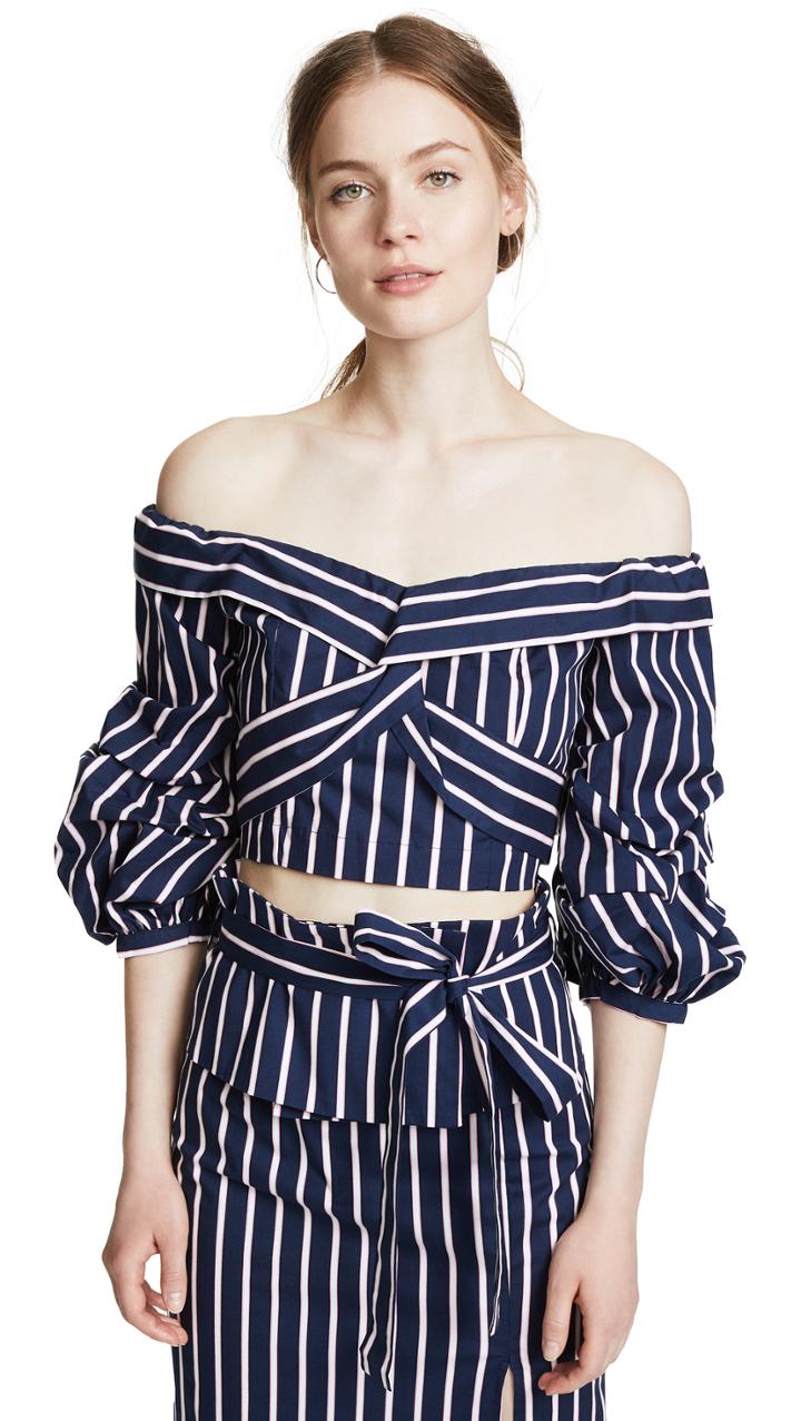 J O A Navy Stripe Blouse