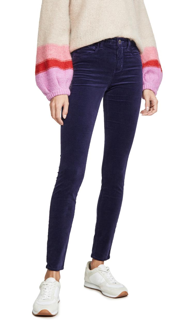 L Agence Marguerite Velvet High Rise Skinny Jeans