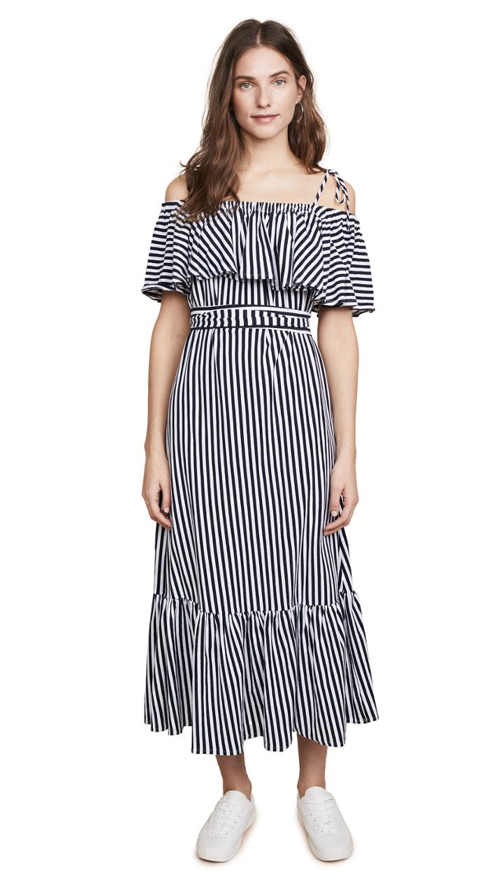 Mds Stripes Rebecca Ruffle Dress