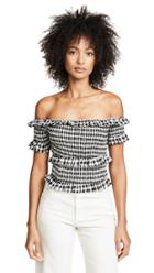 Moon River Gingham Smocked Top