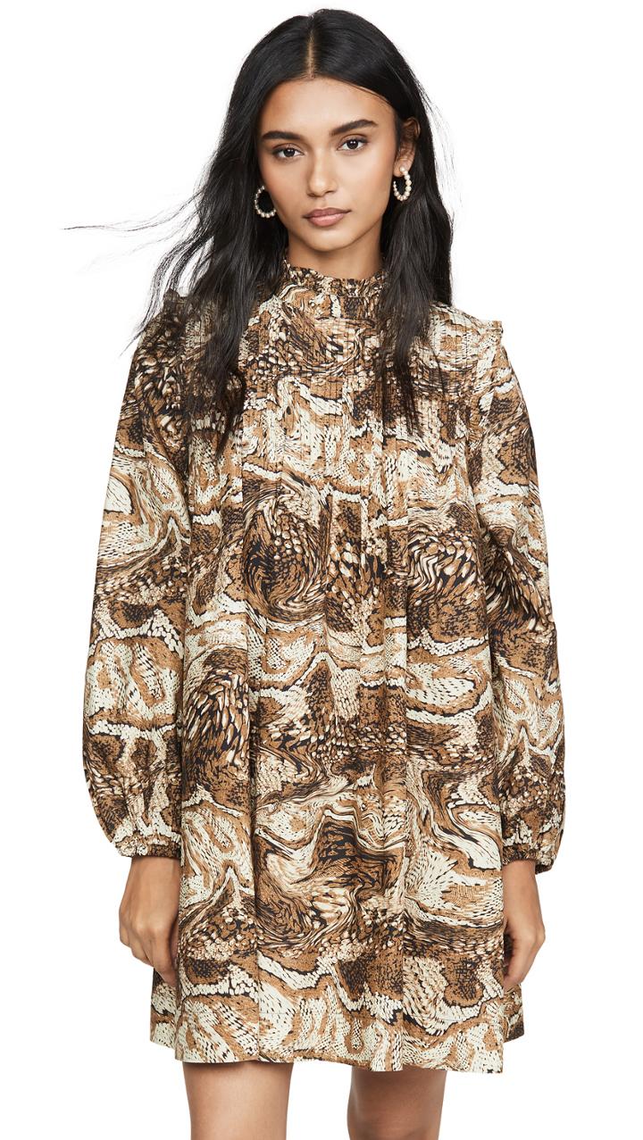 Ganni Printed Cotton Poplin Dress