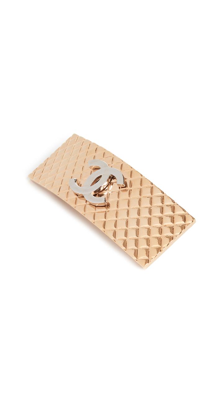 What Goes Around Comes Around Chanel Gold Quilted Barrette