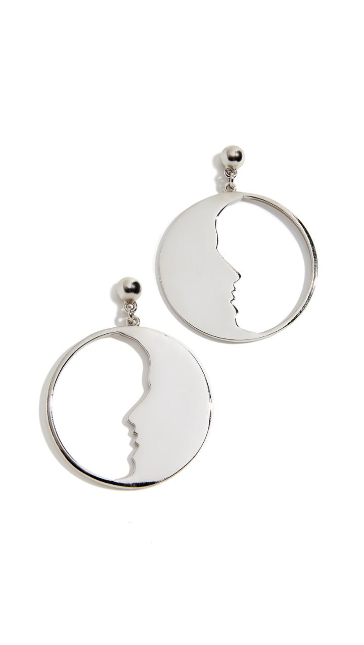 Oscar De La Renta Small Moon Hoops Earrings