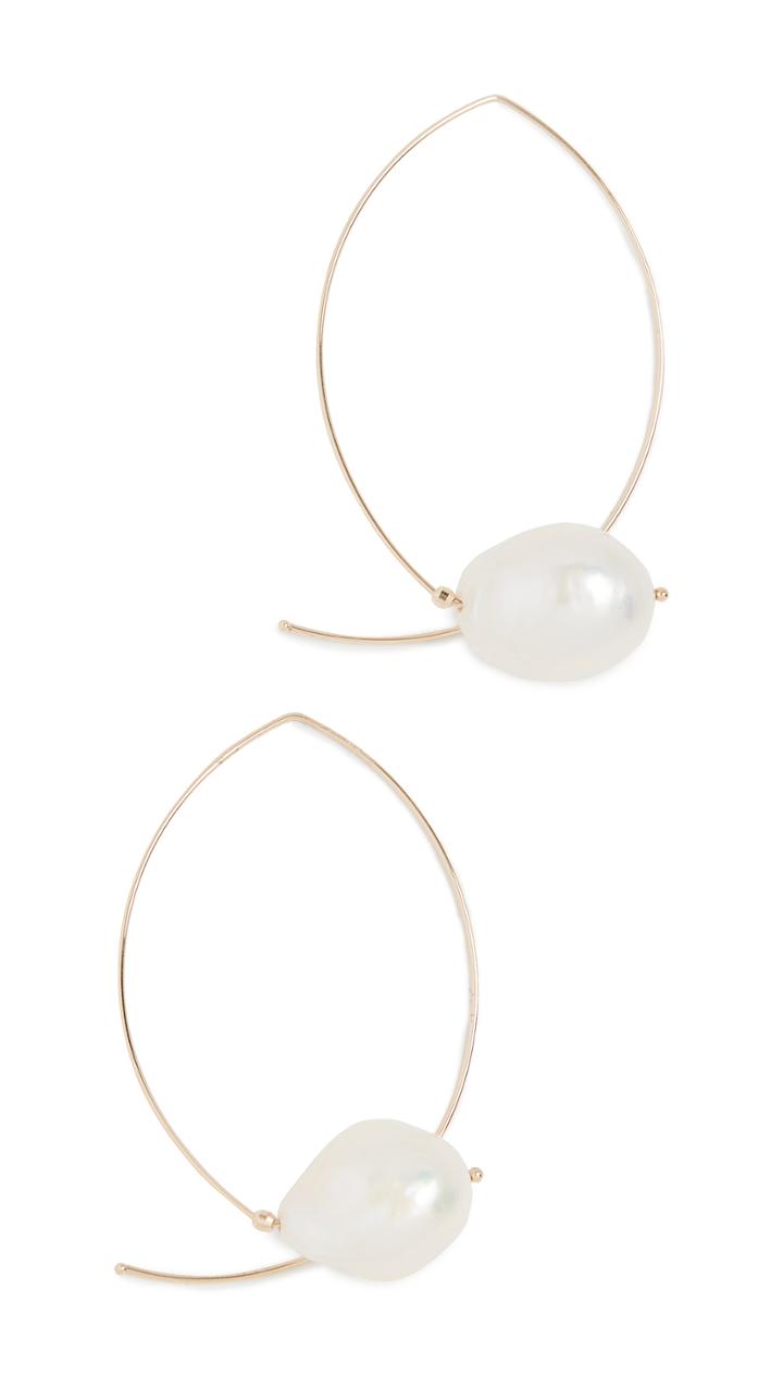 Mizuki 14k White Freshwater Baroque Pearl Marquis Earrings