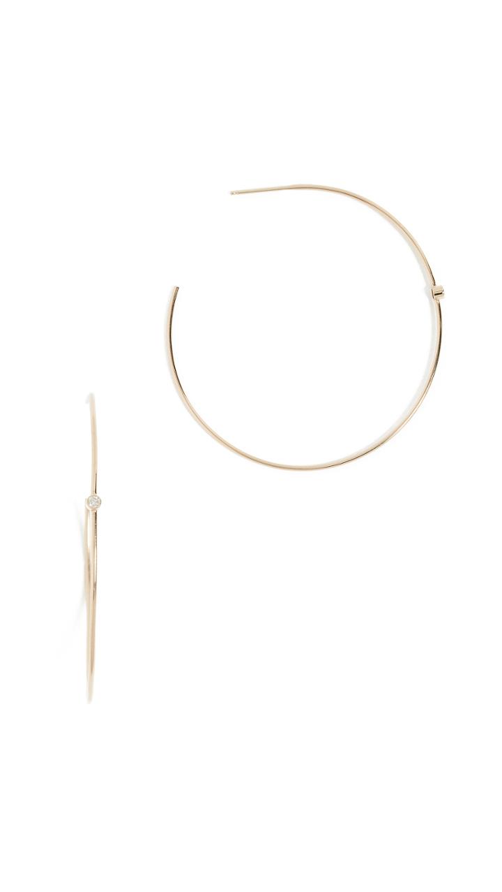 Zoe Chicco 14k Gold Hoop Earrings With White Diamonds
