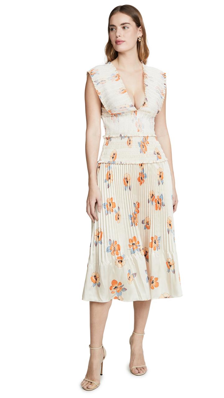 Nicholas Cross Front Smocked Dress