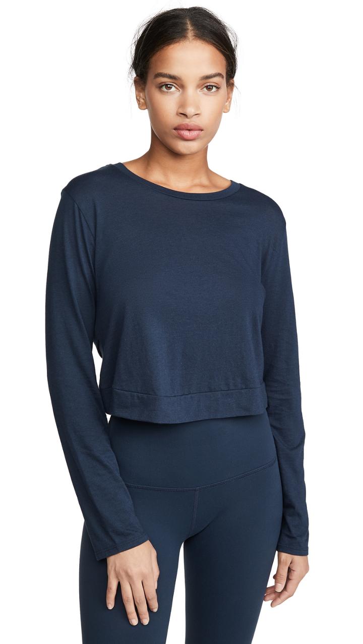 Beyond Yoga Back Out Cropped Pullover Tee