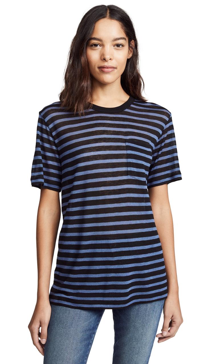 Alexanderwang T Striped Slub Jersey Tee