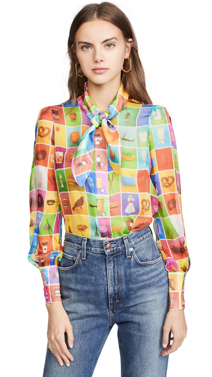 Rachel Antonoff Gertrude Tie Neck Top