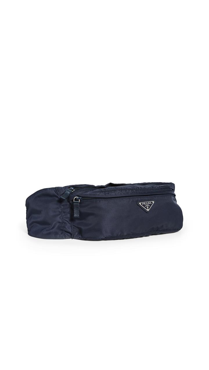 What Goes Around Comes Around Prada Navy Nylon Waist Pouch