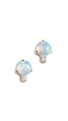 Wwake 14k Classic Opal And Diamond Earrings
