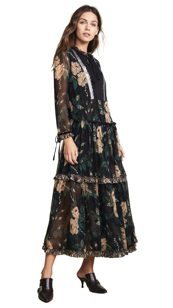 Coach 1941 Rose Print Tiered Dress