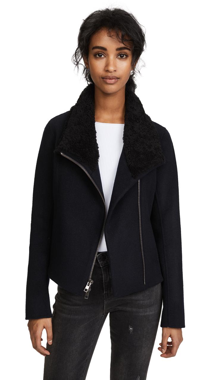 Vince Double Face Shearling Scuba Jacket
